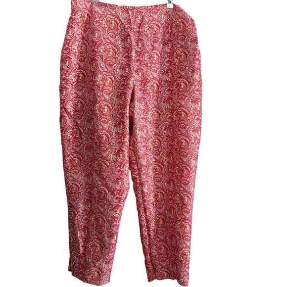 90s Vintage EVAN PICONE | Orange Pink Silk Paisley Tailored Trousers | BNWT 16 - Picture 1 of 6